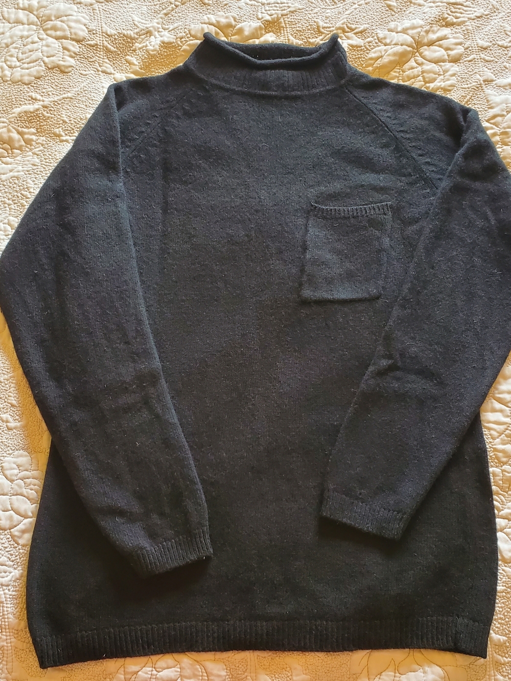 Rafferty Classic Black Mock Neck Sweater with Pocket | Cozy Knit | Women's